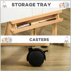 Folding beechwood artist's easel on wheels for canvases up to 118 cm, natural wood — view 8