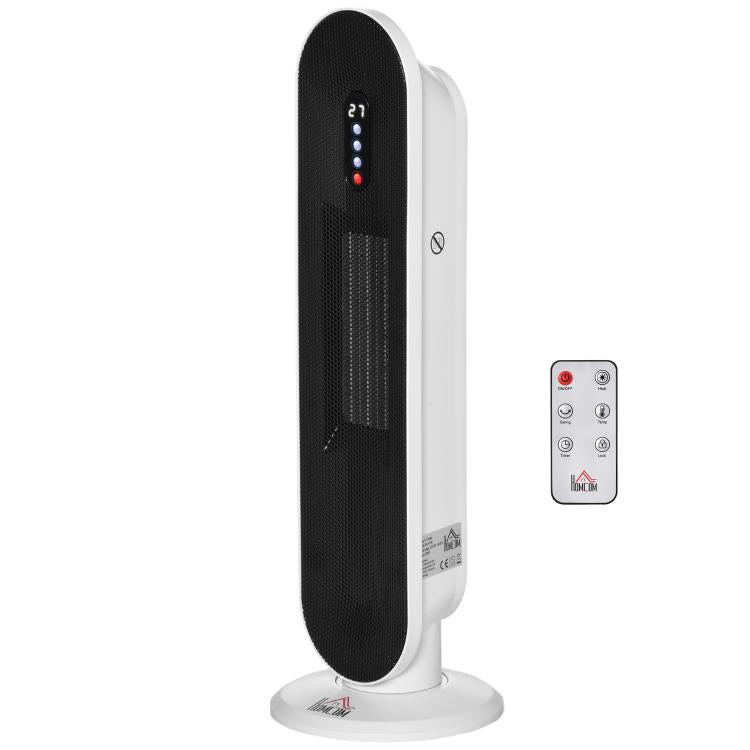 Fan Heater with 24-Hour Timer, 2000W, 2 Modes, Oscillation, Metal (White + Black) — view 2