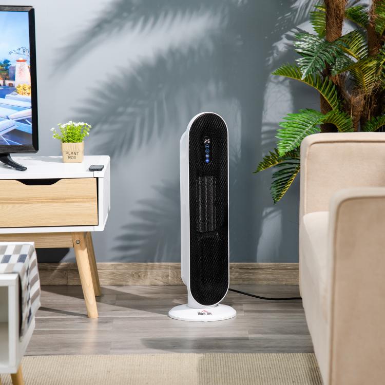 Fan Heater with 24-Hour Timer, 2000W, 2 Modes, Oscillation, Metal (White + Black) — view 3