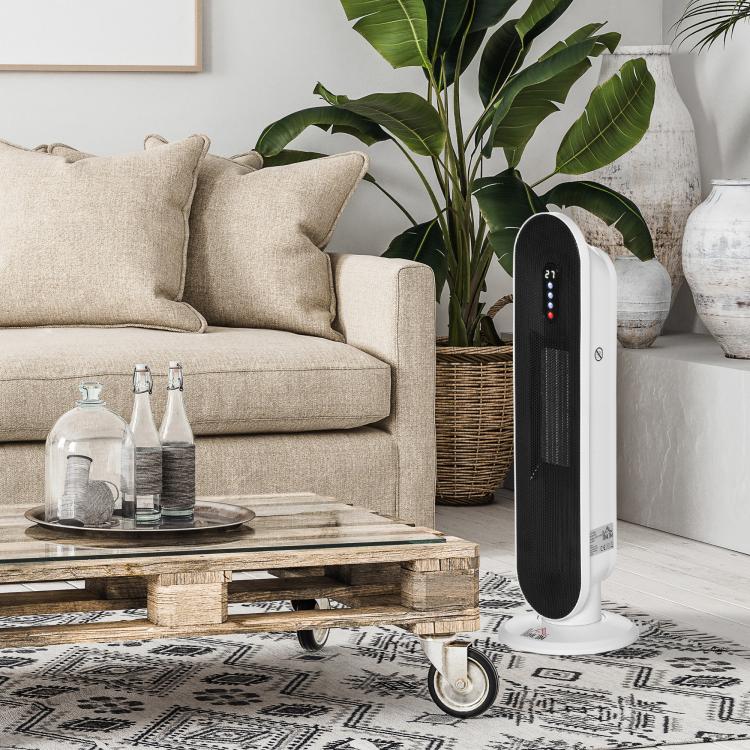 Fan Heater with 24-Hour Timer, 2000W, 2 Modes, Oscillation, Metal (White + Black) — view 4