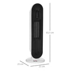 Fan Heater with 24-Hour Timer, 2000W, 2 Modes, Oscillation, Metal (White + Black) — view 5