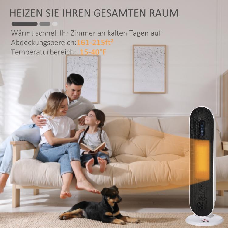 Fan Heater with 24-Hour Timer, 2000W, 2 Modes, Oscillation, Metal (White + Black) — view 6