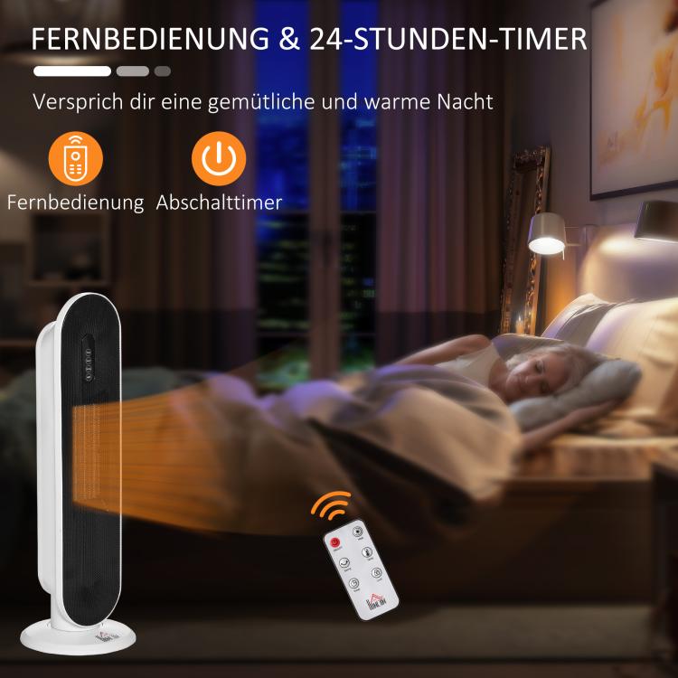 Fan Heater with 24-Hour Timer, 2000W, 2 Modes, Oscillation, Metal (White + Black) — view 10