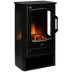Electric fireplace, realistic flames, 2 heat settings, overheat protection, steel, black, 44.5 x 32 x 74 cm