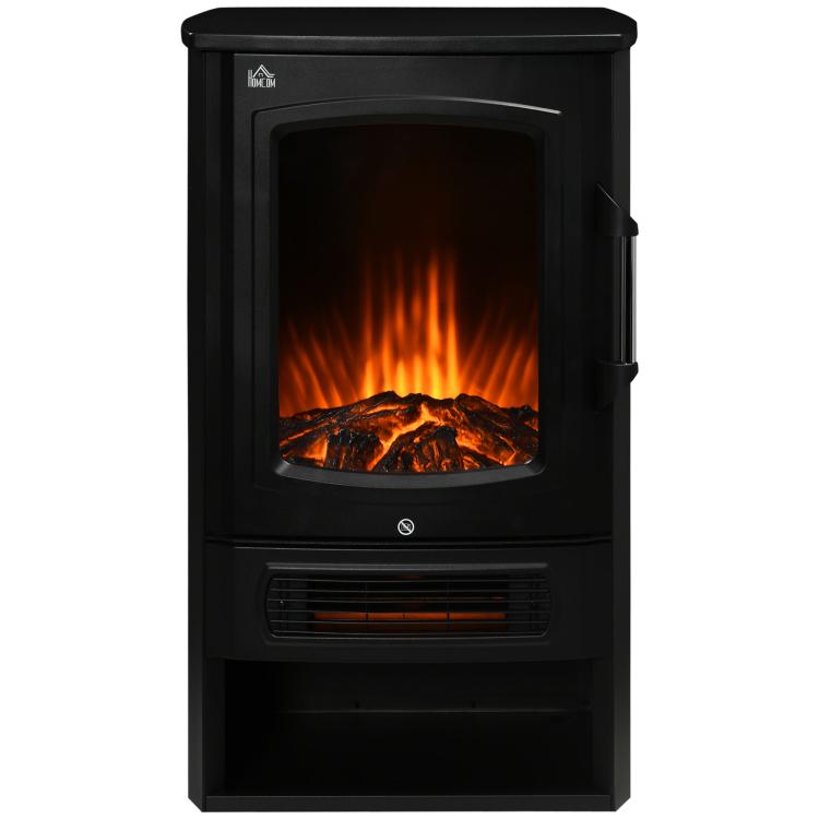 Electric fireplace, realistic flames, 2 heat settings, overheat protection, steel, black, 44.5 x 32 x 74 cm — view 2