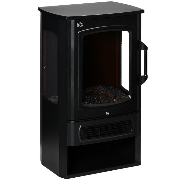 Electric fireplace, realistic flames, 2 heat settings, overheat protection, steel, black, 44.5 x 32 x 74 cm — view 12