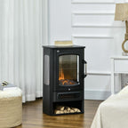 Electric fireplace, realistic flames, 2 heat settings, overheat protection, steel, black, 44.5 x 32 x 74 cm — view 3