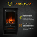 Electric fireplace, realistic flames, 2 heat settings, overheat protection, steel, black, 44.5 x 32 x 74 cm — view 8