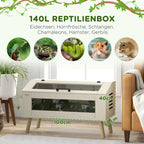 Reptile enclosure, lizard tank, 140 liters, compatible with heat mats, glass window — view 6