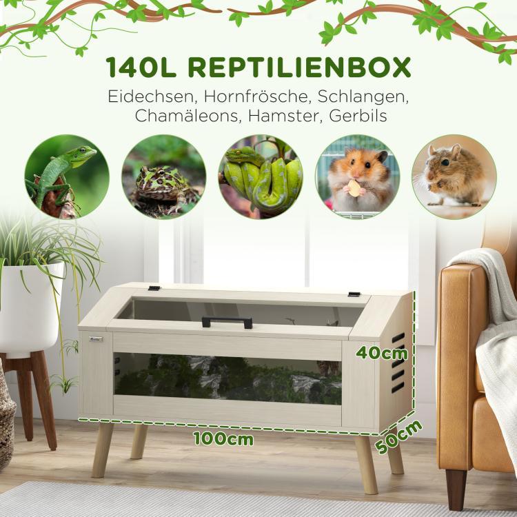 Reptile enclosure, lizard tank, 140 liters, compatible with heat mats, glass window — view 6