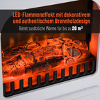 Electric fireplace with heater, electric fireplace with LED flame effect, 950/1850W decorative fireplace, electric fireplace with overheat protection, white. — view 6