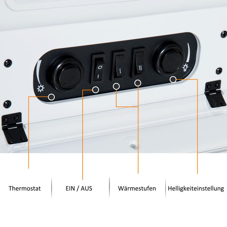 Electric fireplace with heater, electric fireplace with LED flame effect, 950/1850W decorative fireplace, electric fireplace with overheat protection, white. — view 7