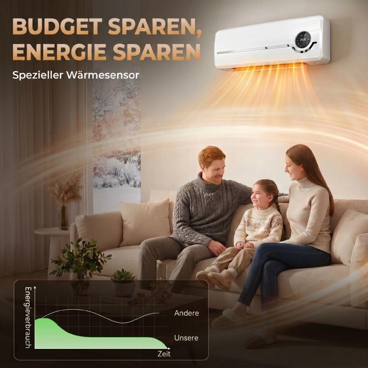 Wall-Mounted Fan Heater – 2000W Ceramic Wall Heater with Fan, Remote Control, 2 Heating Modes, LED Display — view 8