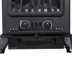 Retro-Style Electric Fireplace with Flame Effect, 1000-2000W Thermostat, and Adjustable Light – Black — view 11