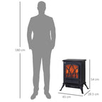 Retro-Style Electric Fireplace with Flame Effect, 1000-2000W Thermostat, and Adjustable Light – Black — view 5