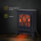 Retro-Style Electric Fireplace with Flame Effect, 1000-2000W Thermostat, and Adjustable Light – Black — view 6