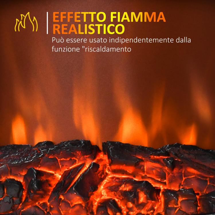 Retro-Style Electric Fireplace with Flame Effect, 1000-2000W Thermostat, and Adjustable Light – Black — view 7