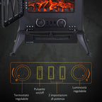 Retro-Style Electric Fireplace with Flame Effect, 1000-2000W Thermostat, and Adjustable Light – Black — view 8