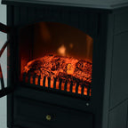 Retro-Style Electric Fireplace with Flame Effect, 1000-2000W Thermostat, and Adjustable Light – Black — view 9