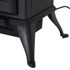 Retro-Style Electric Fireplace with Flame Effect, 1000-2000W Thermostat, and Adjustable Light – Black — view 10