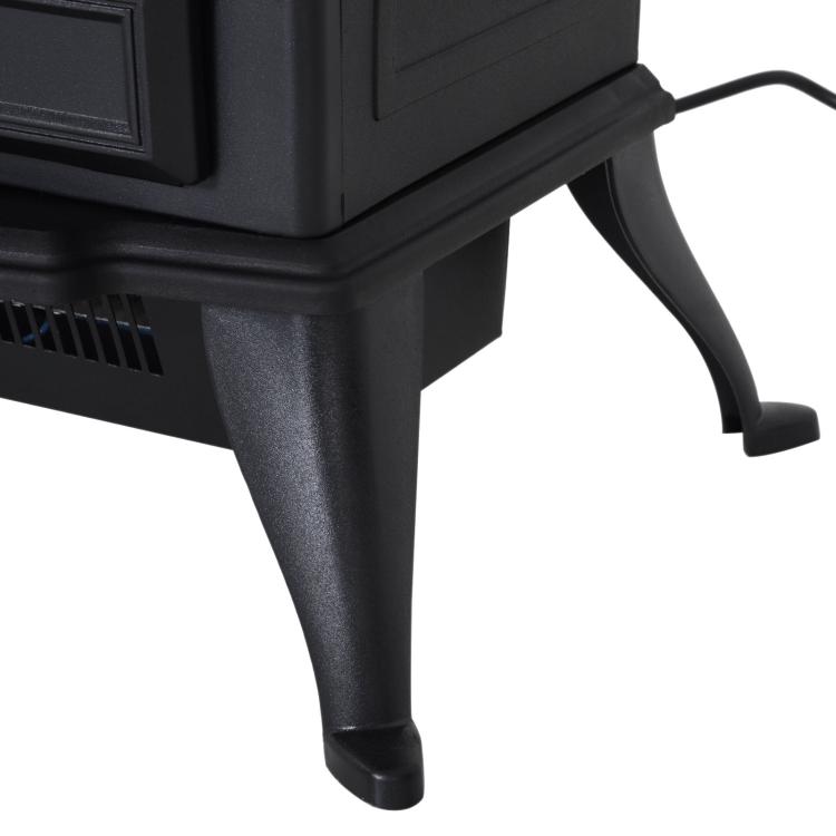 Retro-Style Electric Fireplace with Flame Effect, 1000-2000W Thermostat, and Adjustable Light – Black — view 10