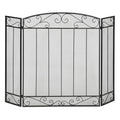 105 x 80.5 cm Fireplace Spark Guard – 3-Panel Folding Fireplace Screen – Black Fireplace Protector