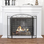 105 x 80.5 cm Fireplace Spark Guard – 3-Panel Folding Fireplace Screen – Black Fireplace Protector — view 3