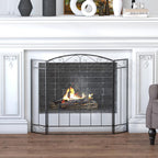 105 x 80.5 cm Fireplace Spark Guard – 3-Panel Folding Fireplace Screen – Black Fireplace Protector — view 4