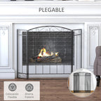 105 x 80.5 cm Fireplace Spark Guard – 3-Panel Folding Fireplace Screen – Black Fireplace Protector — view 7