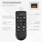 Large 2000W Electric Fireplace with LED Flame Effect – Adjustable Timer, Temperature, and Brightness – Remote Control Included – White — view 7