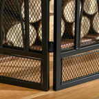 3-Panel Folding Fireplace Screen with Hinges and Decorative Metal Frame, 126x3x80 cm, Black — view 11