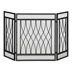 3-Panel Folding Fireplace Screen with Hinges and Decorative Metal Frame, 126x3x80 cm, Black — view 12