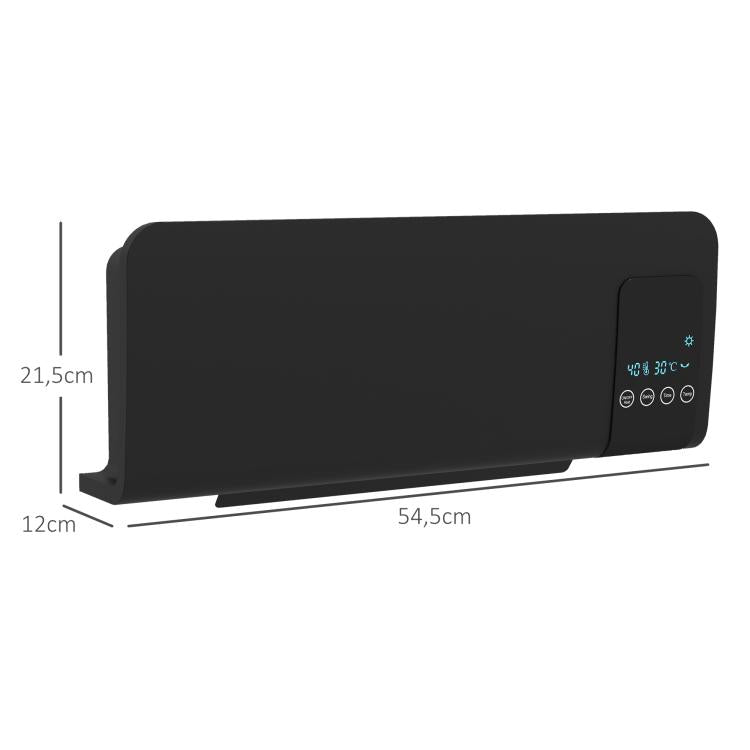 Wall-mounted PTC ceramic fan heater – 1000 W / 2000 W, oscillation, timer, with remote control – Black — view 5