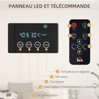 Wall-mounted PTC ceramic fan heater – 1000 W / 2000 W, oscillation, timer, with remote control – Black — view 7