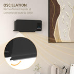 Wall-mounted PTC ceramic fan heater – 1000 W / 2000 W, oscillation, timer, with remote control – Black — view 9