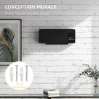 Wall-mounted PTC ceramic fan heater – 1000 W / 2000 W, oscillation, timer, with remote control – Black — view 10