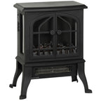 Freestanding Electric Fireplace 900/1800W, 3D Flame Effect, Adjustable Thermostat, Viewing Windows, for 15–30 square meter, Black — view 12