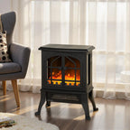 Freestanding Electric Fireplace 900/1800W, 3D Flame Effect, Adjustable Thermostat, Viewing Windows, for 15–30 square meter, Black — view 4