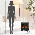 Freestanding Electric Fireplace 900/1800W, 3D Flame Effect, Adjustable Thermostat, Viewing Windows, for 15–30 square meter, Black — view 5
