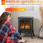 Freestanding Electric Fireplace 900/1800W, 3D Flame Effect, Adjustable Thermostat, Viewing Windows, for 15–30 square meter, Black — view 6