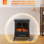 Freestanding Electric Fireplace 900/1800W, 3D Flame Effect, Adjustable Thermostat, Viewing Windows, for 15–30 square meter, Black — view 9