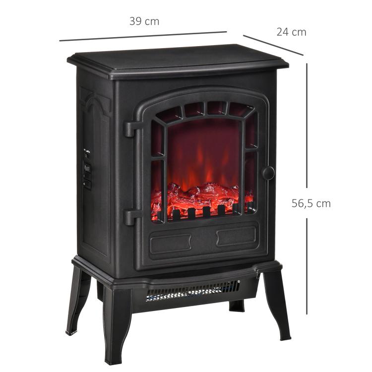 Electric floor fireplace, 2 heat settings, realistic flame effect, versatile — view 5
