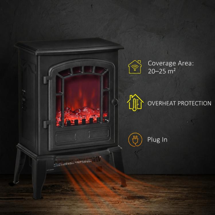 Electric floor fireplace, 2 heat settings, realistic flame effect, versatile — view 8