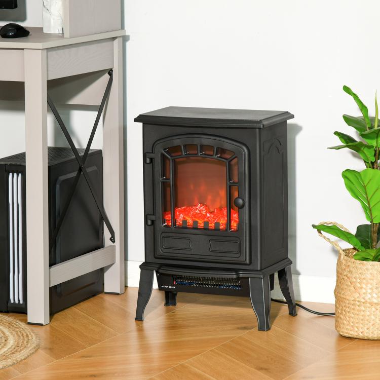 Electric floor fireplace, 2 heat settings, realistic flame effect, versatile — view 9