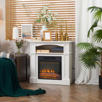 1800W Electric Fireplace with Adjustable LED Flame Effect, Remote Control, Timer, and Integrated Shelf – White — view 4