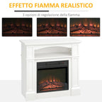 1800W Electric Fireplace with Adjustable LED Flame Effect, Remote Control, Timer, and Integrated Shelf – White — view 6