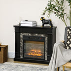 Freestanding Electric Fireplace with Timer, Adjustable Flame and Temperature, 80x21.6x67.8 cm, Black — view 3