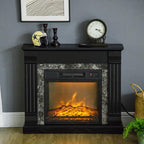 Freestanding Electric Fireplace with Timer, Adjustable Flame and Temperature, 80x21.6x67.8 cm, Black — view 4