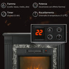 Freestanding Electric Fireplace with Timer, Adjustable Flame and Temperature, 80x21.6x67.8 cm, Black — view 7
