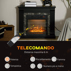 Freestanding Electric Fireplace with Timer, Adjustable Flame and Temperature, 80x21.6x67.8 cm, Black — view 8